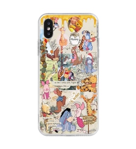 Iphone XS MAX Uyumlu Winnie The Pooh Kolaj Tasarımlı Şeffaf Telefon Kılıfı