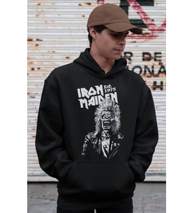 Ironmaiden Rock Metal Müzik Grubu Baskılı Unisex Oversize Hoodie