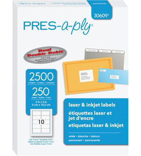 Avery 30609" Beyaz "etiket baskı – Etiketten baskı (Beyaz, kağıt, lazer, 2 x 4, 2500 adet (S), 250 Yaprak)