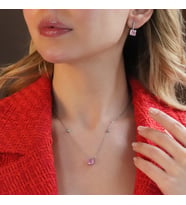 Pembe Zirkon Taşlı Prenses Kesim Gümüş Set