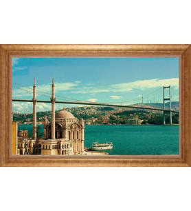 Çerçeveli Paspartulu Manzara Tablo bm1911 (Gold)
