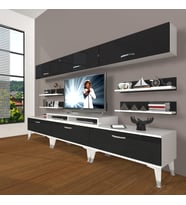 Decoraktiv Ekoflex 8Y Slm Silver Tv Ünitesi Tv Sehpası - Beyaz Siyah (Siyah - Beyaz)