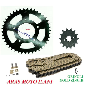 CF Moto SR 250 NK 250 Zincir Dişli Seti Oringli Gold Zincir- ARASMOTO (Siyah)