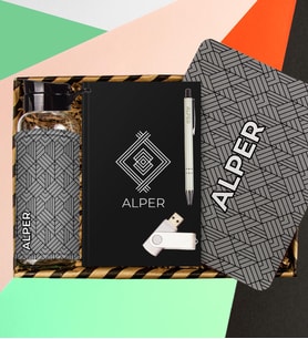 eJOYA Kişiye Özel Defter & Kalem & Matara & Mousepad & Usb Bellek Hediye Kutusu 112966