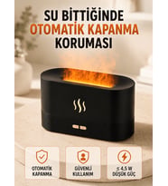 Alev Efektli Ultrasonik Aroma Difüzörü 180 ML LED Işıklı Ha Nemlendirici