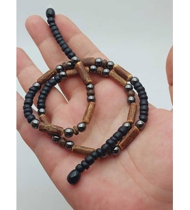 Ahşap & Hematit Tasarım Unisex Otantik Kolye (56096)