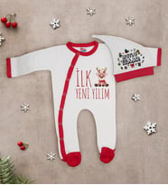 BK Gift Yılbaşı Temalı Tulum Zıbın ve Kukuletalı Şapka Seti-1