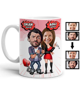 Kişiye Özel Ben Sana Mahkum Karikatürlü Kupa