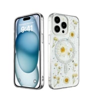 Newface Apple iPhone 14 Pro Max Kılıf Daisy Simli Magsafe Kapak - Gümüş
