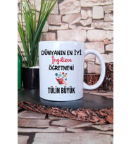 Dünyanın En İyi İngilizce Öğretmeni Baskılı Kişiye Özel Öğretmenler Günü Kupa Bardak