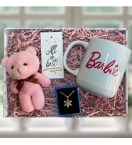 Barbie Pembe Lotus Kolye ve Ayıcıklı Hediye Seti