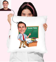 Öğretmenler Günü Karikatürlü Kişiye Özel Yastık