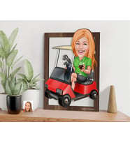 BK Gift Kişiye Özel Kadın Golfcü Karikatürlü 3D Ahşap Tablo-5, Sevgiliye Hediye, Arkadaşa Hediye, Doğum Günü Hediyesi