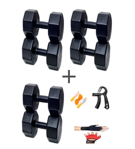 PS SPOR 3 ÇİFT DAMBIL SET 6 KG + 8 KG + 10 KG + ELDİVEN AYARLANABİLİR SAYAÇLI YAY VE ATLAMA İPİ