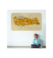 Eğitici Ve Öğretici Dekoratif Cocuk Odası Türkiye Haritası Duvar Sticker-3872-60x105