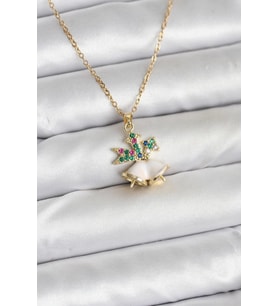 316L Çelik Zincir Gold Renk Chirtsmas Bell Model Yılbaşı Temalı Kadın Kolye - TJ-BKO10706