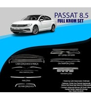 Volkswagen Passat Uyumlu B8.5 Krom Set (Cam Çerçeve.-Yan Kapı Çıt.-Difüzör Çıta-Ön Tampon Çıta.-Arka Tampon Çıt.-Far Çıtası.- Sis Farı Çıtası) Parça (Karışık)