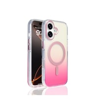 iPhone 17 Kılıf M-safe Şarj Özellikli Transparan Renk Geçişli Zore Kılıf (Koyu Pembe)