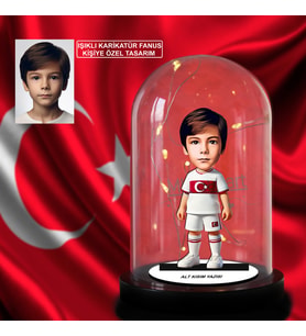 Kişiye Özel Milli Takım Formalı Karikatür Biblo Işıklı Fanus, Türkiye Milli Takım, Taraftar Hediyesi