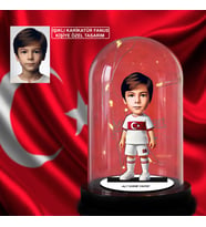 Kişiye Özel Milli Takım Formalı Karikatür Biblo Işıklı Fanus, Türkiye Milli Takım, Taraftar Hediyesi