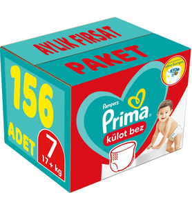Prima Külot Bebek Bezi Beden:7 (17+Kg) XXL 156 Adet Aylık Fırsat Pk