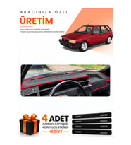 FIAT TİPO (1992-1997) DİJİTAL KONSOL Uyumlu Torpido Koruma Örtüsü Oto Kılıfı - Siyah Kırmızı