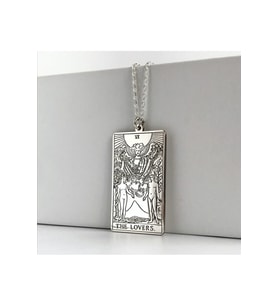 925 Ayar Gümüş Tarot Aşıklar Kolye (Gümüş)