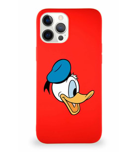 Apple iPhone 12 Pro Max Soft Premier Kapak Donald Duck-F Tasarımlı Silikon Kılıf - Kırmızı (Şeffaf)