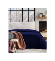Özdilek Trendy Embos Tek Kişilik Battaniye(155x220)-Art Deco Lacıvert