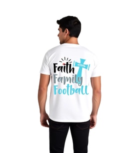 Erkek İman Aile Futbol Üçlü Değer Baskılı Kısa Kollu Pamuk Tişört Rahat Kesim Günlük Modern Şık