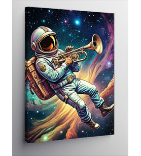Kanvas Tablo Trompet Çalan Astronot