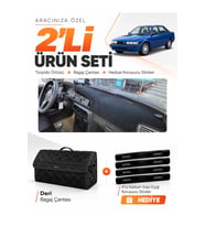 MAZDA 626 GD (1987-1991) Uyumlu Torpido Örtüsü + Deri Bagaj Çantası + Sticker Seti - Siyah