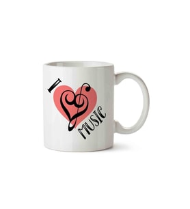 I Love Music 2 Porselen Kupa Bardak