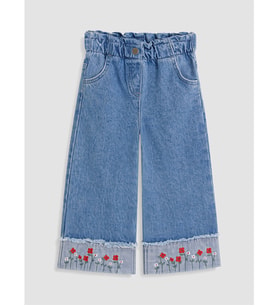 LCW Kids İndigo Nakışlı Kız Çocuk Jean Pantolon