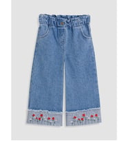 LCW Kids İndigo Nakışlı Kız Çocuk Jean Pantolon