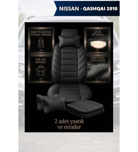 nissan qashqai 2010 Koltuk ve Kılıf uyumlu Minder Lüks Yastık Siyah 2 Minder 2 Yastık