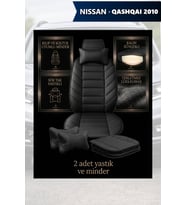 nissan qashqai 2010 Koltuk ve Kılıf uyumlu Minder Lüks Yastık Siyah 2 Minder 2 Yastık
