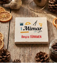 Kişiye Özel Mimar Bardak Altlığı  Hediyesi (Krem)