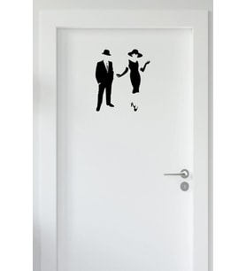 Wc Kapı Bay Sticker - Duvar Sticker 25 Cm