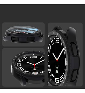 Galaxy Watch 6 Classic 43mm Sert PC Kasa ve Ekran Koruyucu Sport Watch Gard 29 (Siyah)