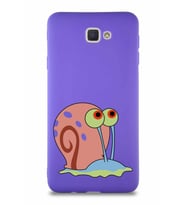 Samsung Galaxy J7 Prime 2 Soft Premier Kapak Salyangoz Gary Tasarımlı Silikon Kılıf - Mor (Şeffaf)