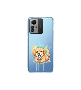 Redmi Note 12S ile Uyumlu Splash Köpek Tasarımlı Şeffaf Silikon Kılıf