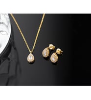 925 Ayar Gümüş Nisan Ayı Doğum Taşı ( Diamond ) Kolye - Küpe Seti