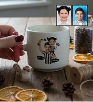 Kişiye Özel Karikatürlü Siyah Beyaz Taraftar Baba Kız T Kupa Babalar Günü Hediyesi