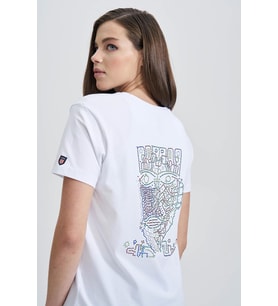Face Of Niho Kadın Taş T-Shirt (Beyaz)
