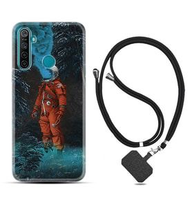 Realme 5i 5 Pro 6i 7 Pro 8 Kılıf Boyun Askılı Silikon Astronot Smoke 1769