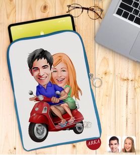 BK Gift Kişiye Özel Sevgililer Karikatürlü Taşınabilir Koruyucu Tablet Kılıfı & Organizer Çanta - Mavi-10