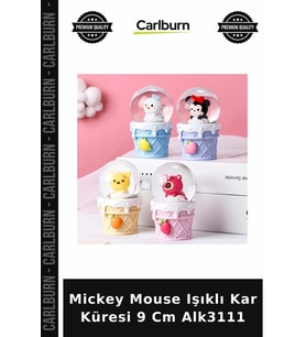 Özel Üretim Hediyelik Dekoratif Disney Sevimli Aksesuar Mickey Mouse Işıklı Kar Küresi 9 Cm