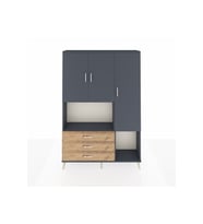 Arges Dolap 6 Raflı 3 Çekmeceli 3 Kapaklı 132x30x195 Antrasit-Antrasit/Çam