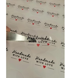 Hand Made With Love Şeffaf Etiket 70 adet Sticker-0025
